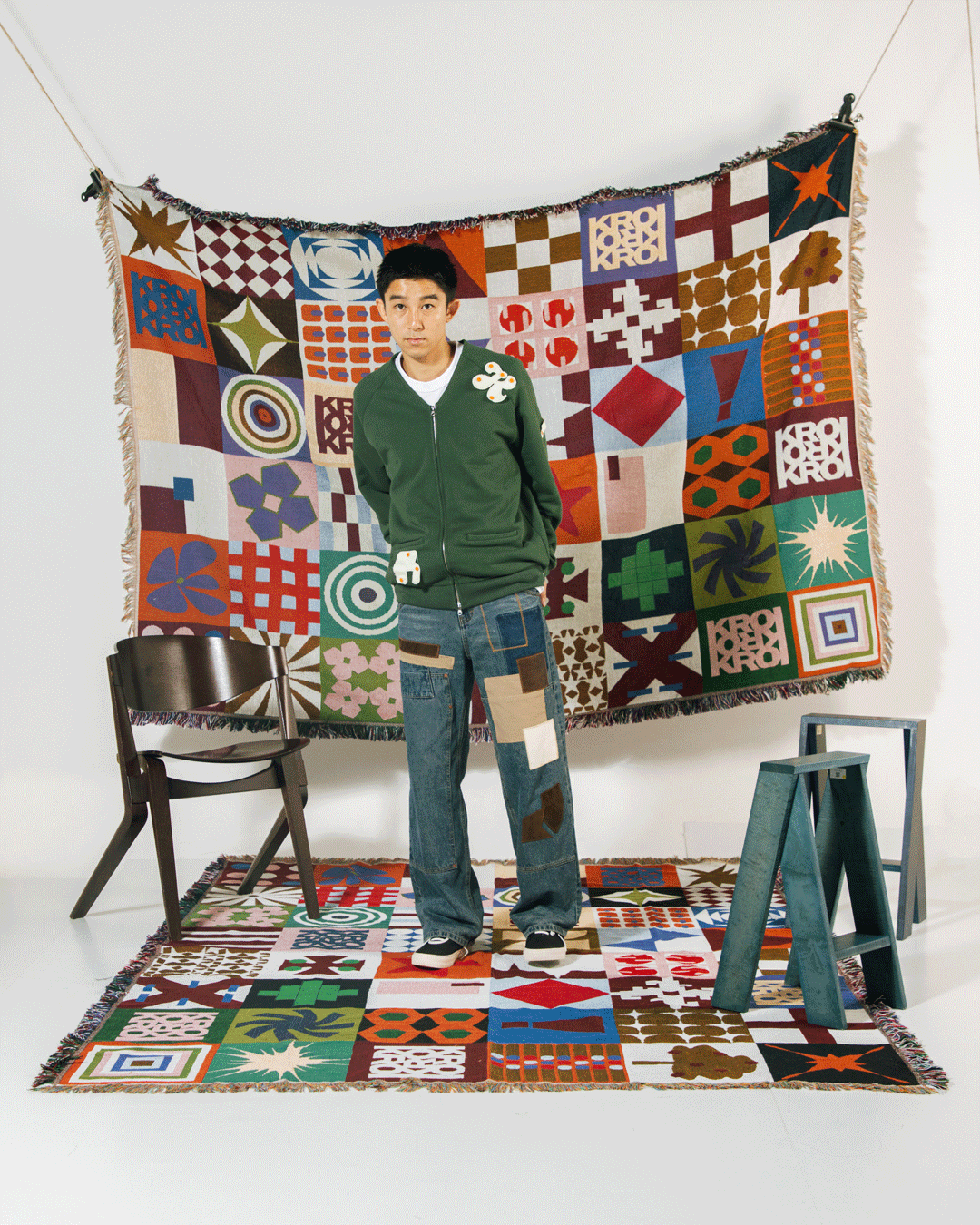 【M】Button Patch Sweat cardigan